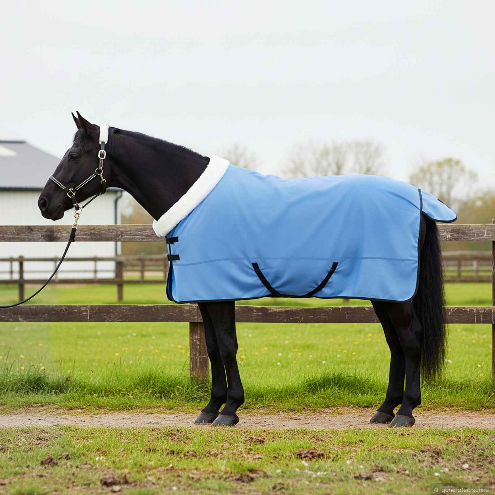 Vidaxl paardendeken volledige aqua 165 cm polar fleece