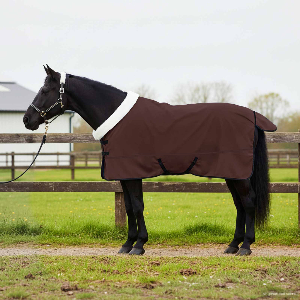 Vidaxl paardendeken volledig donkerbruin 155 cm polar fleece