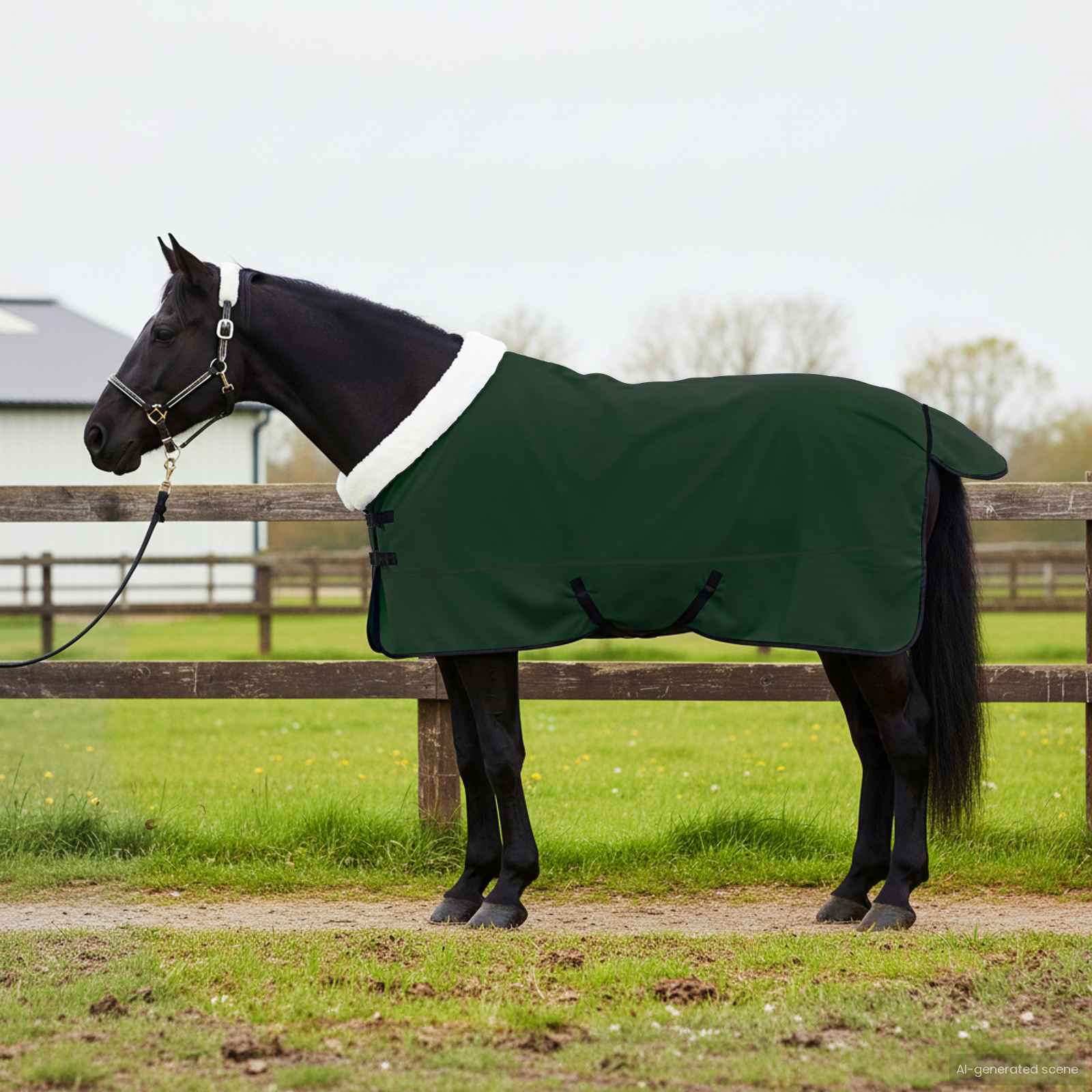 Vidaxl paardendeken volledig donkergroen 135 cm polar fleece