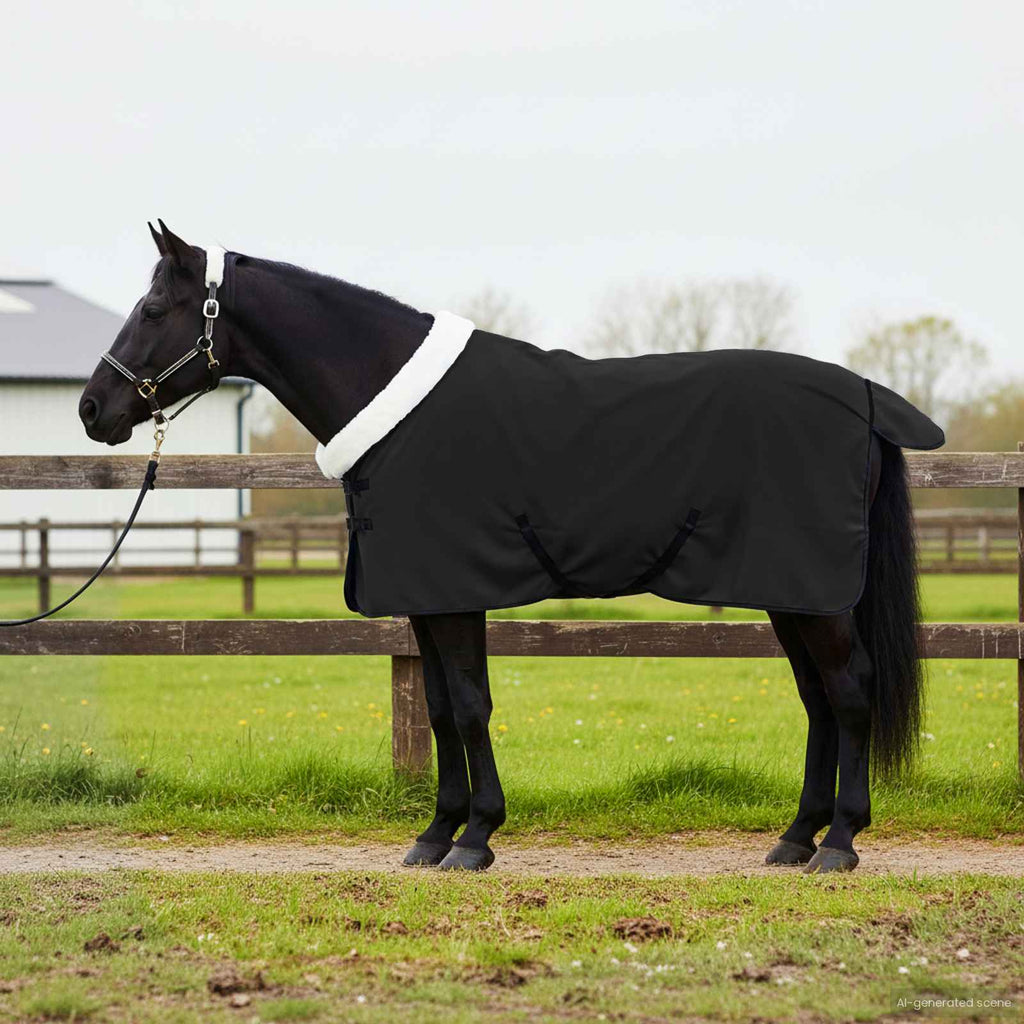 Vidaxl paardendeken zwart 95 cm polar fleece