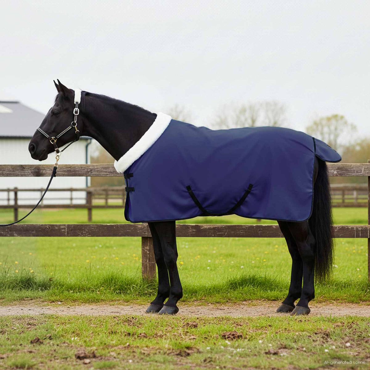 Vidaxl paardendeken marineblauw 95 cm polar fleece