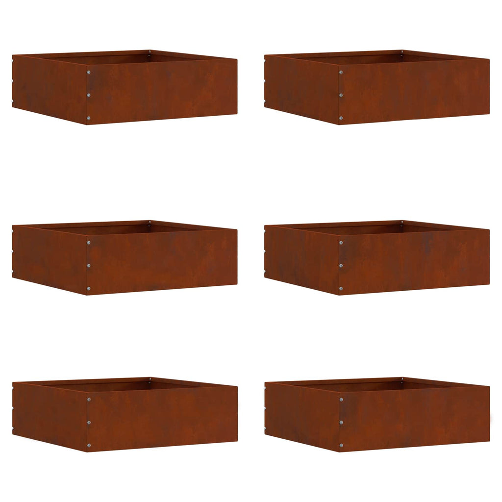 Vidaxl tuinrand 6 pcs roestig 40 x 40 x 13 cm cortenstaal