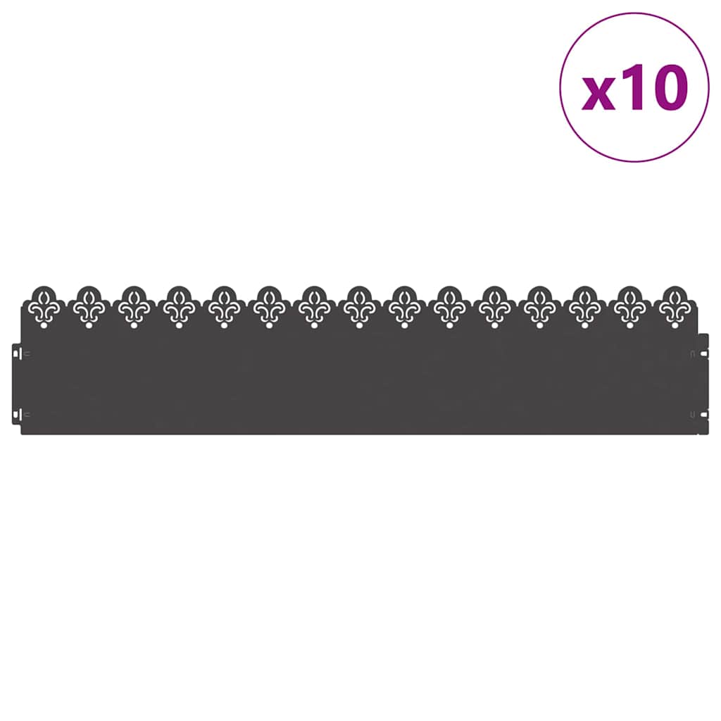 Vidaxl gazonranden 10 pcs zwart 103 x 0,05 x 22 cm staal