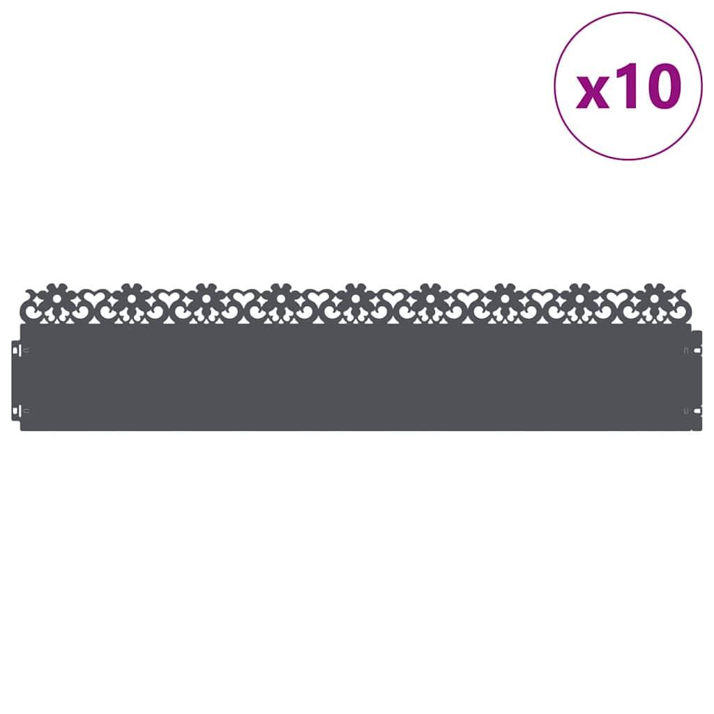 Vidaxl gazonranden 10 pcs antraciet 103 x 0,05 x 22 cm staal