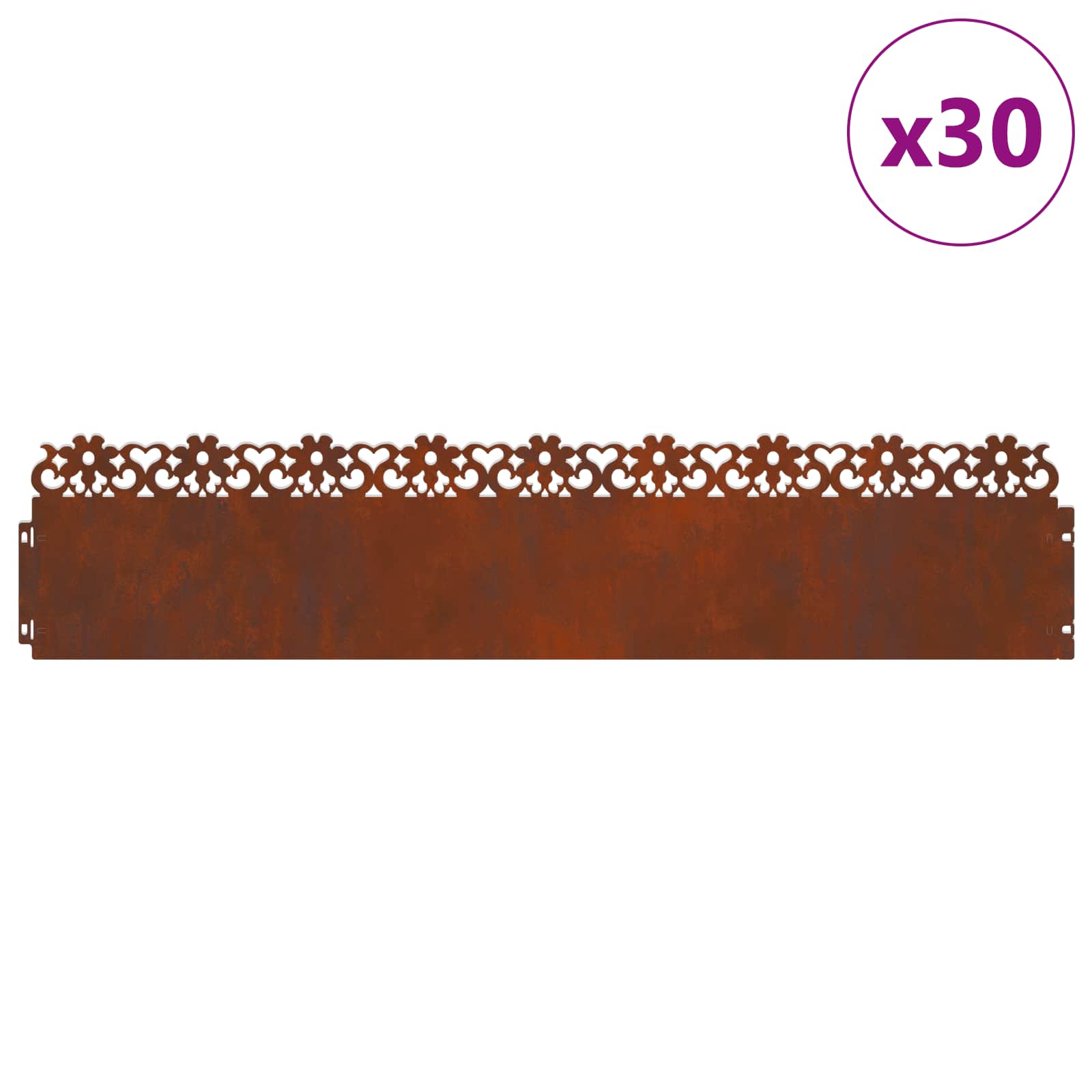 Vidaxl gazonranden 30 pcs roestig 103 x 0,05 x 22 cm cortenstaal