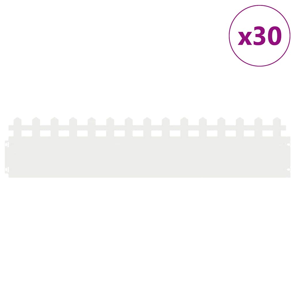 Vidaxl gazonranden 30 pcs wit 103 x 0,05 x 22 cm staal