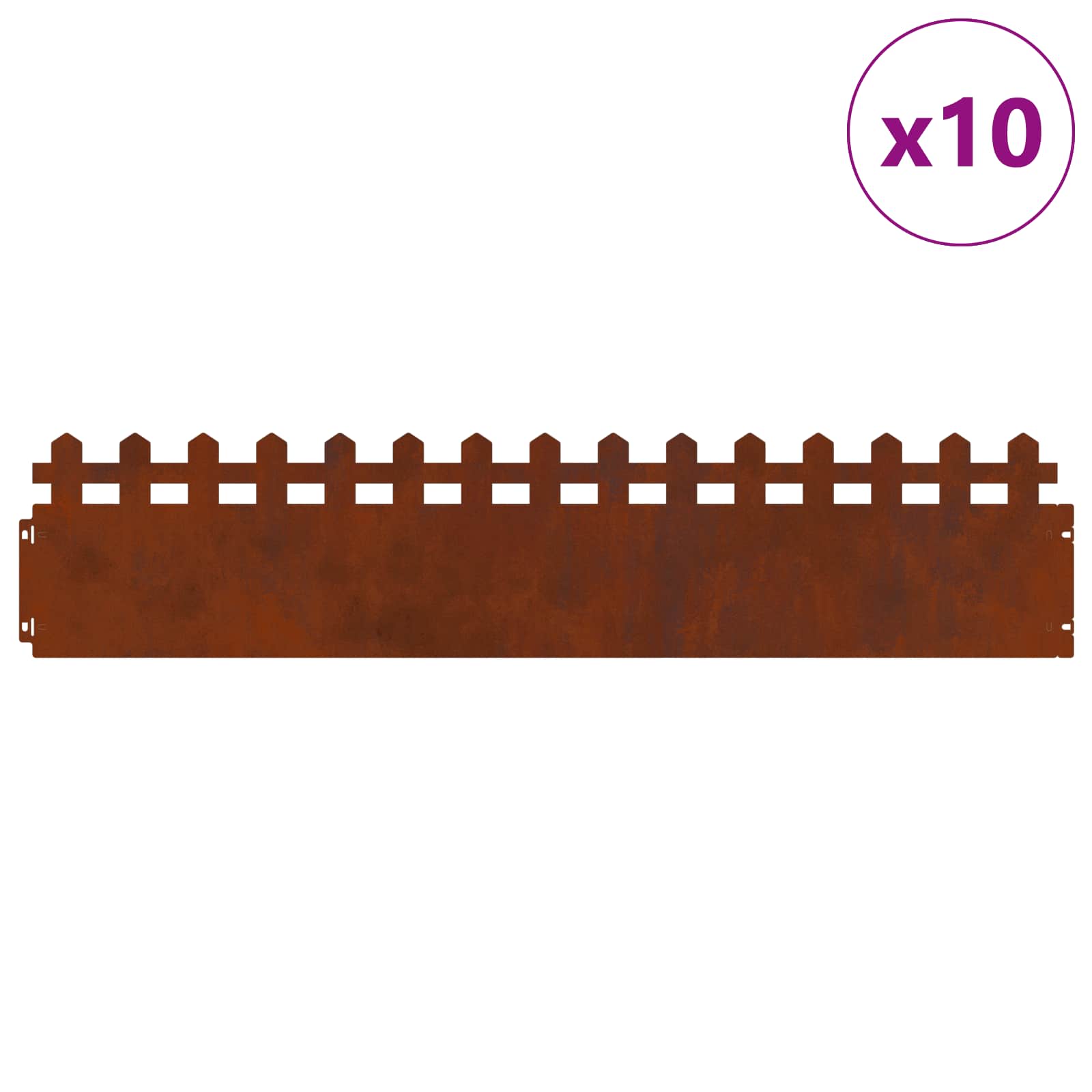Vidaxl gazonranden 10 pcs roestig 103 x 0,05 x 22 cm cortenstaal
