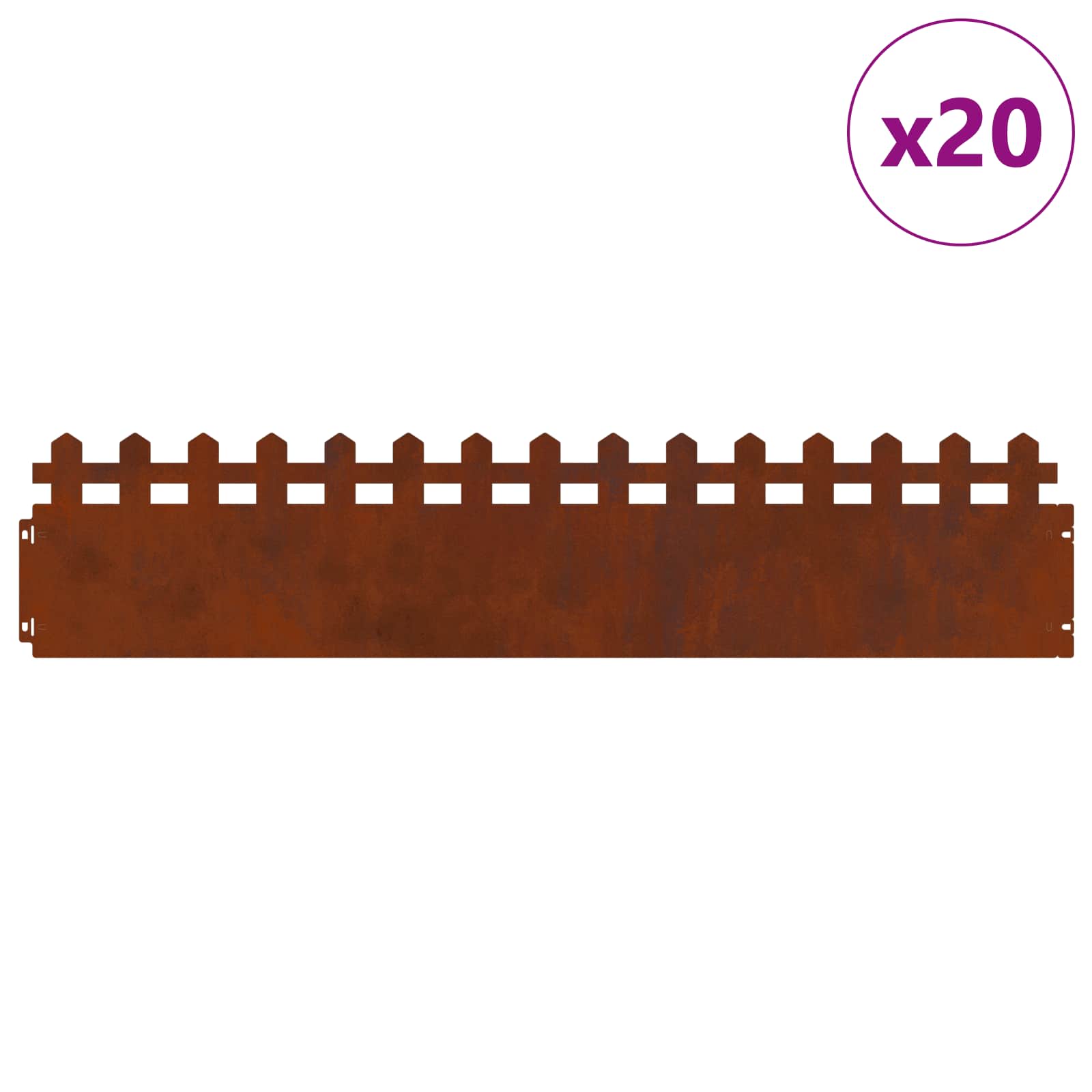 Vidaxl gazonranden 20 pcs roestig 103 x 0,05 x 22 cm cortenstaal