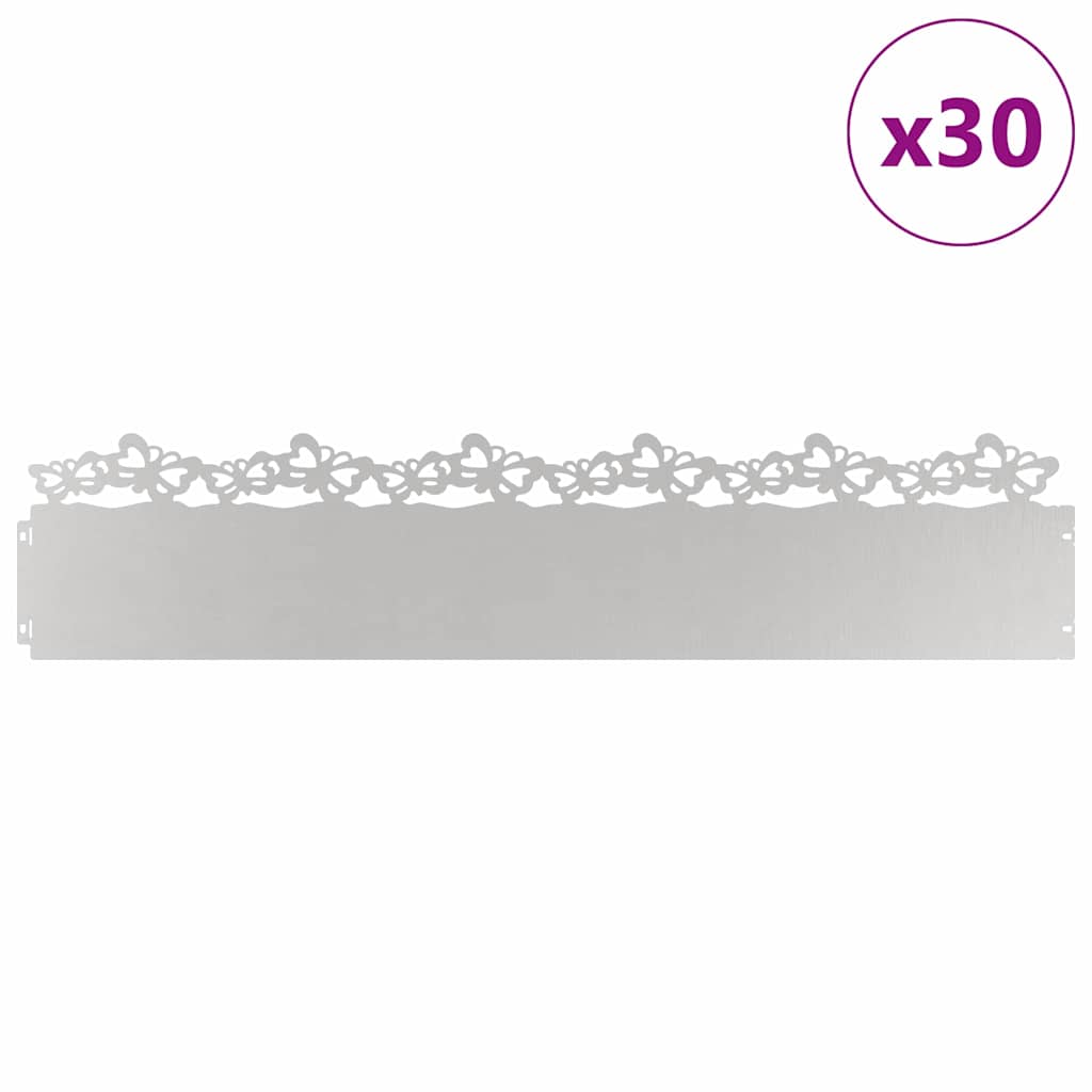 Vidaxl gazonranden 30 pcs zilver 103 x 0,05 x 22 cm roestvrij staal