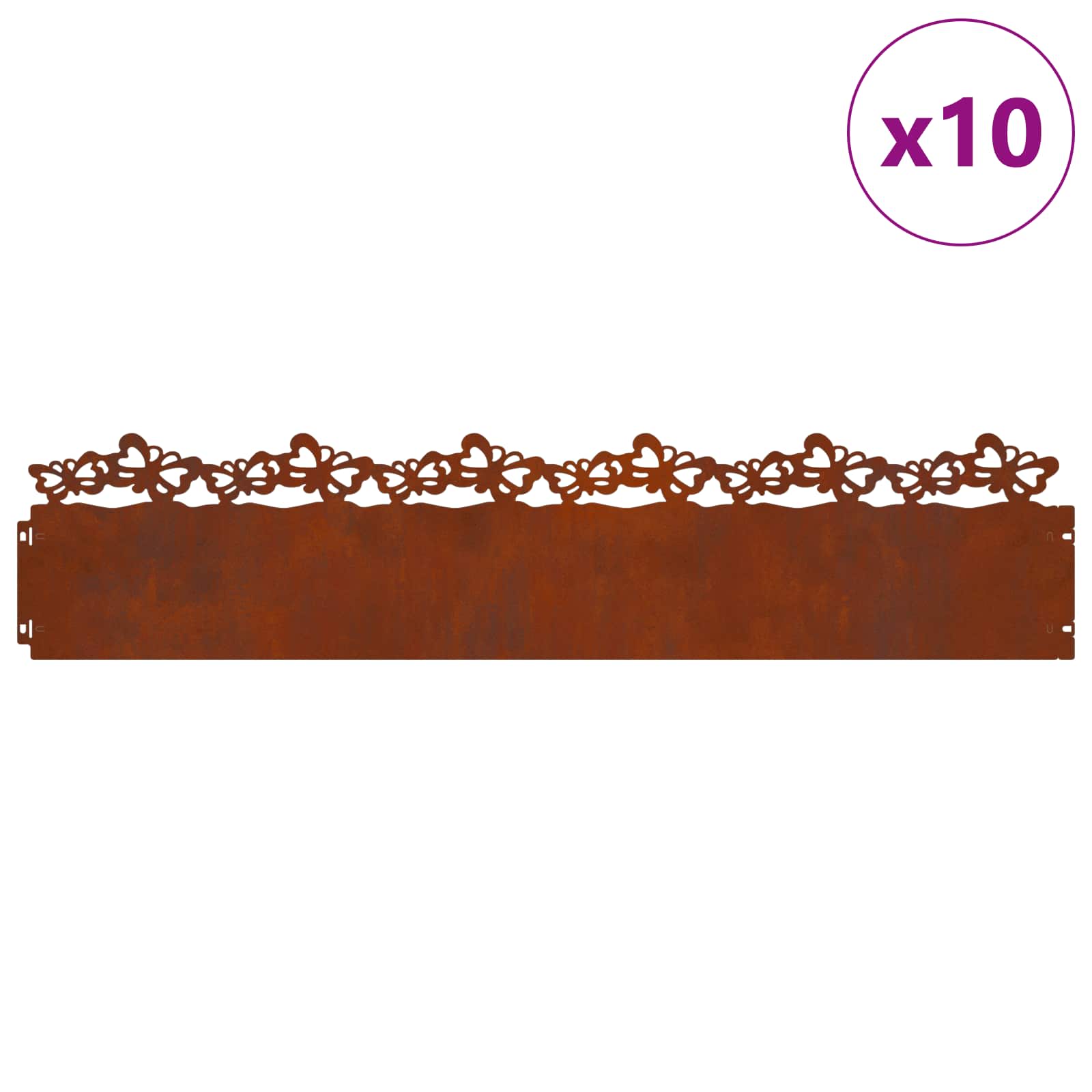 Vidaxl gazonranden 10 pcs roestig 103 x 0,05 x 22 cm cortenstaal