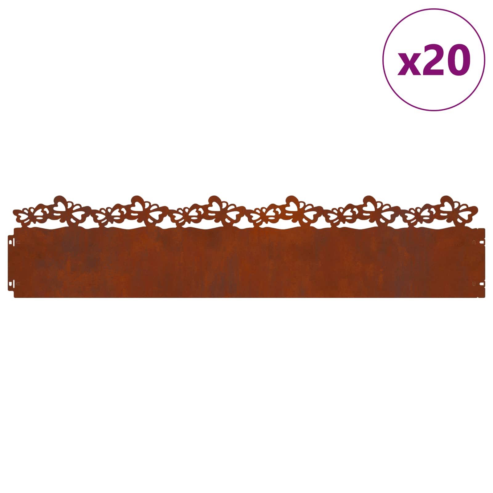 Vidaxl gazonranden 20 pcs roestig 103 x 0,05 x 22 cm cortenstaal