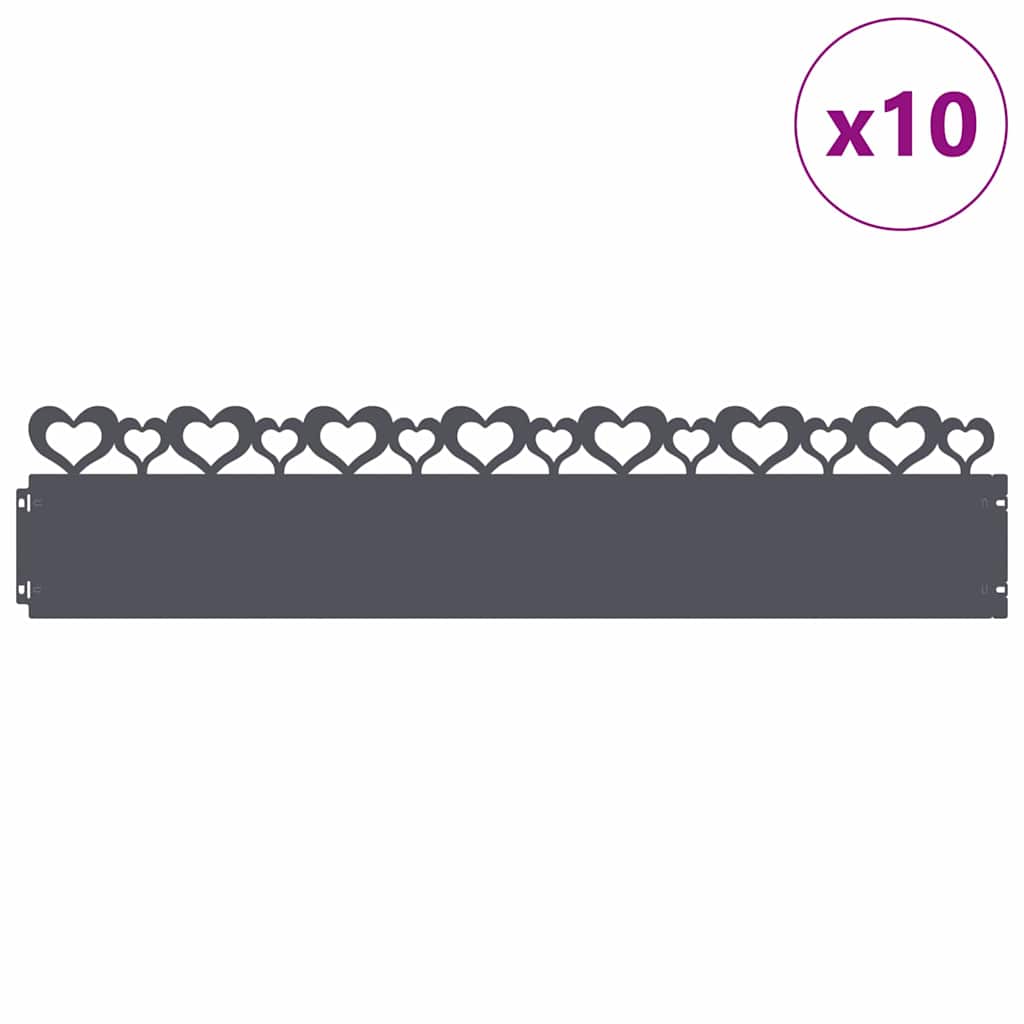 Vidaxl gazonranden 10 pcs antraciet 103 x 0,05 x 22 cm staal