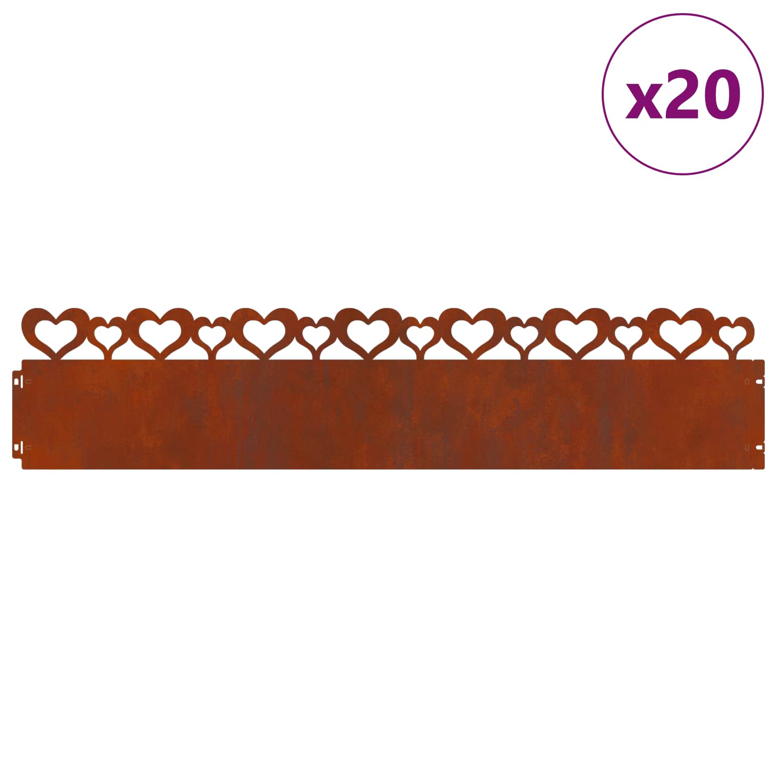 Vidaxl gazonranden 20 pcs roestig 103 x 0,05 x 22 cm cortenstaal