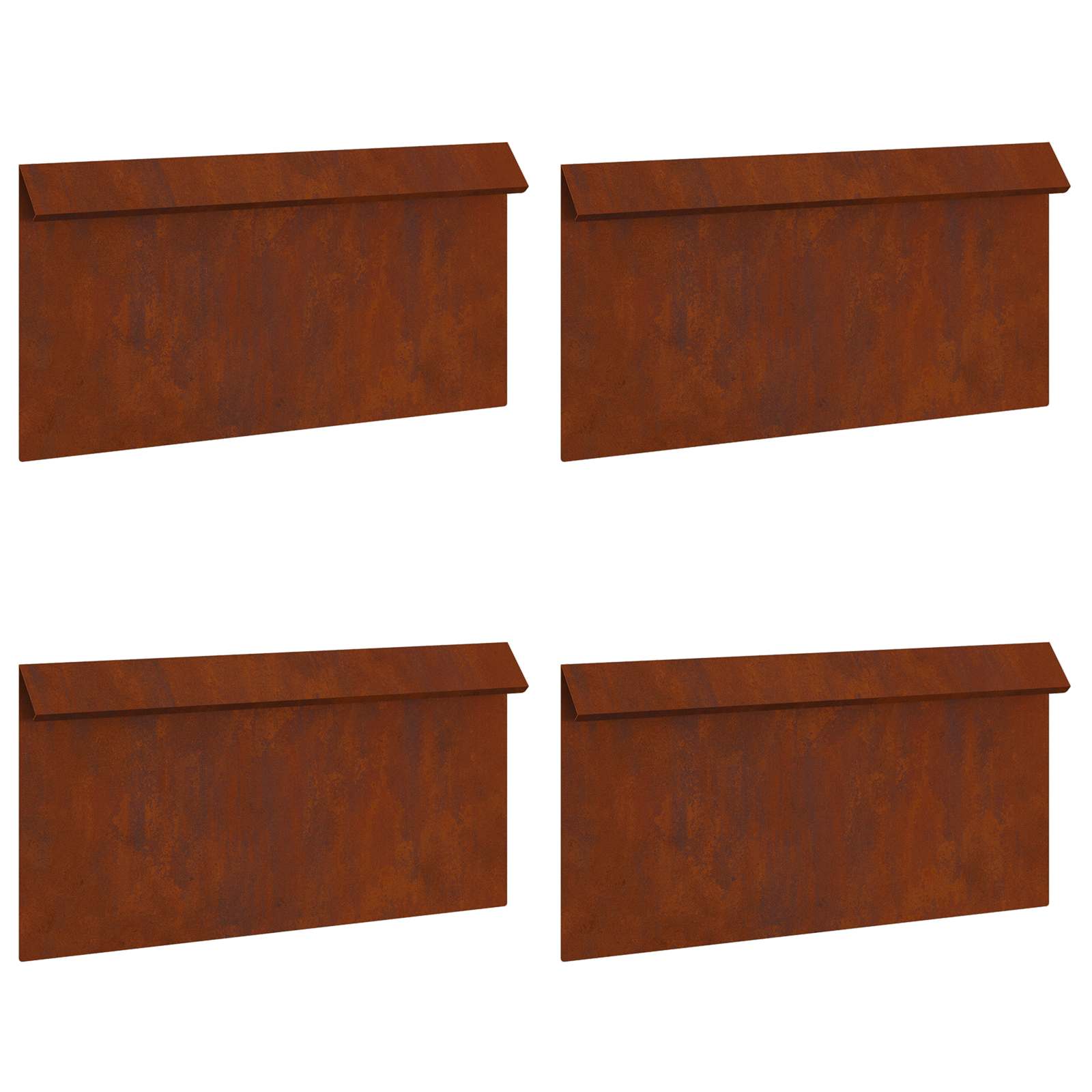 Vidaxl slakkenhekje 4 pcs roestig 50 x 3,5 x 25 cm cortenstaal