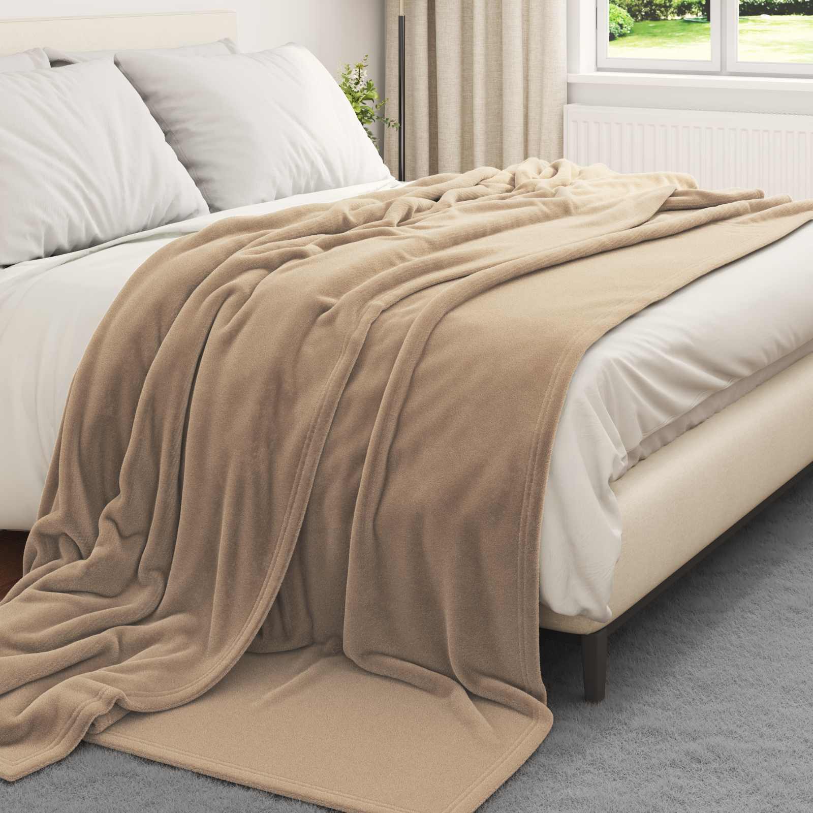 Vidaxl gooi deken kameel 220 x 240 cm fleece