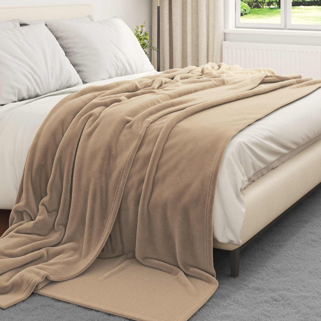 Vidaxl gooi deken kameel 240 x 270 cm fleece