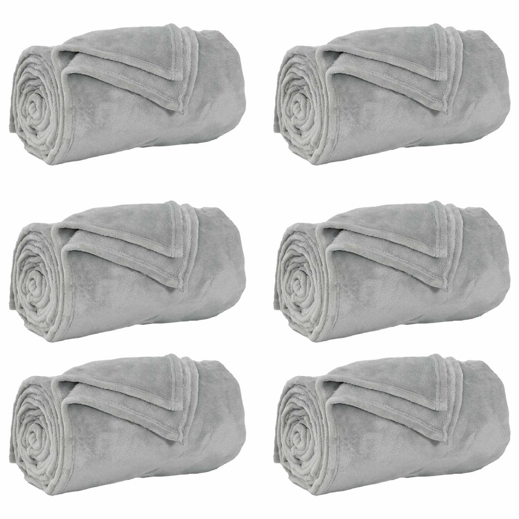 Vidaxl kleden 6 pcs grijs 220 x 240 cm fleece