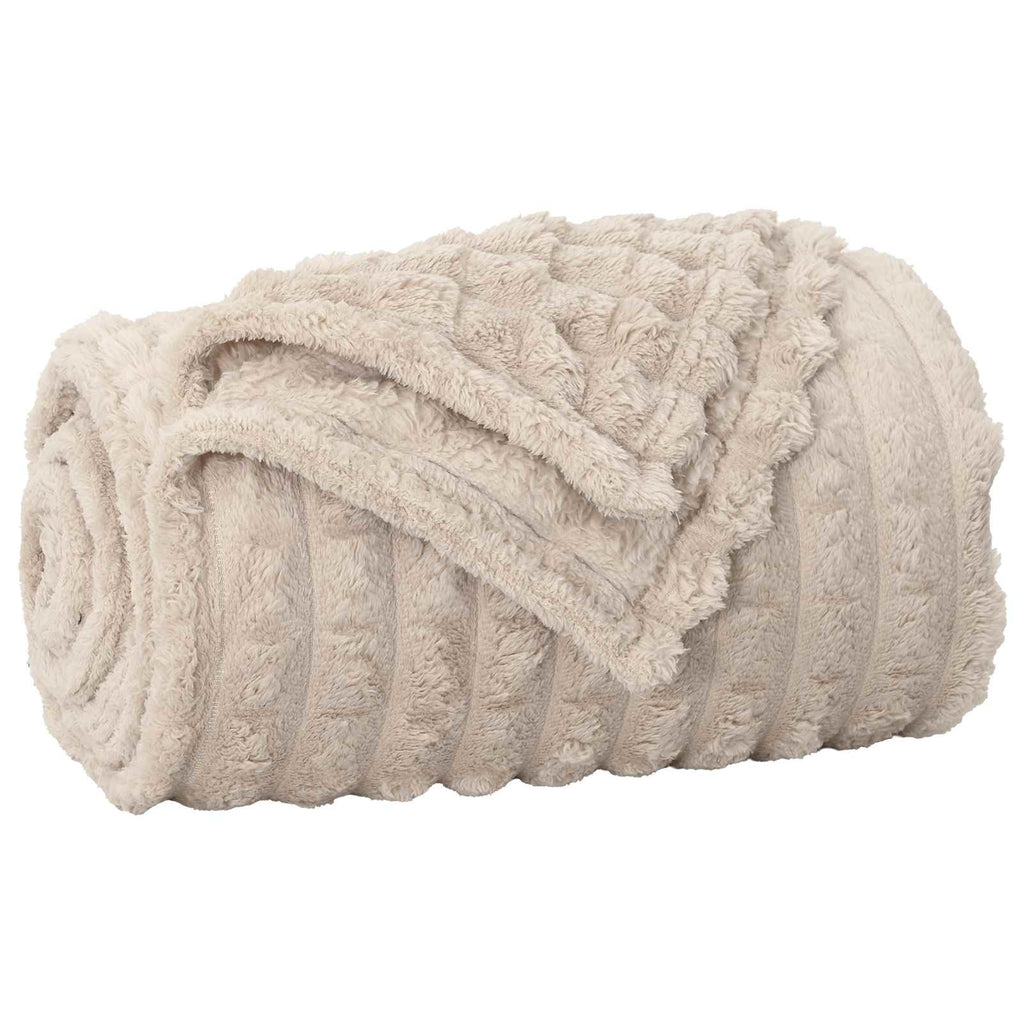 Vidaxl gooi deken beige 200 x 150 cm fleece