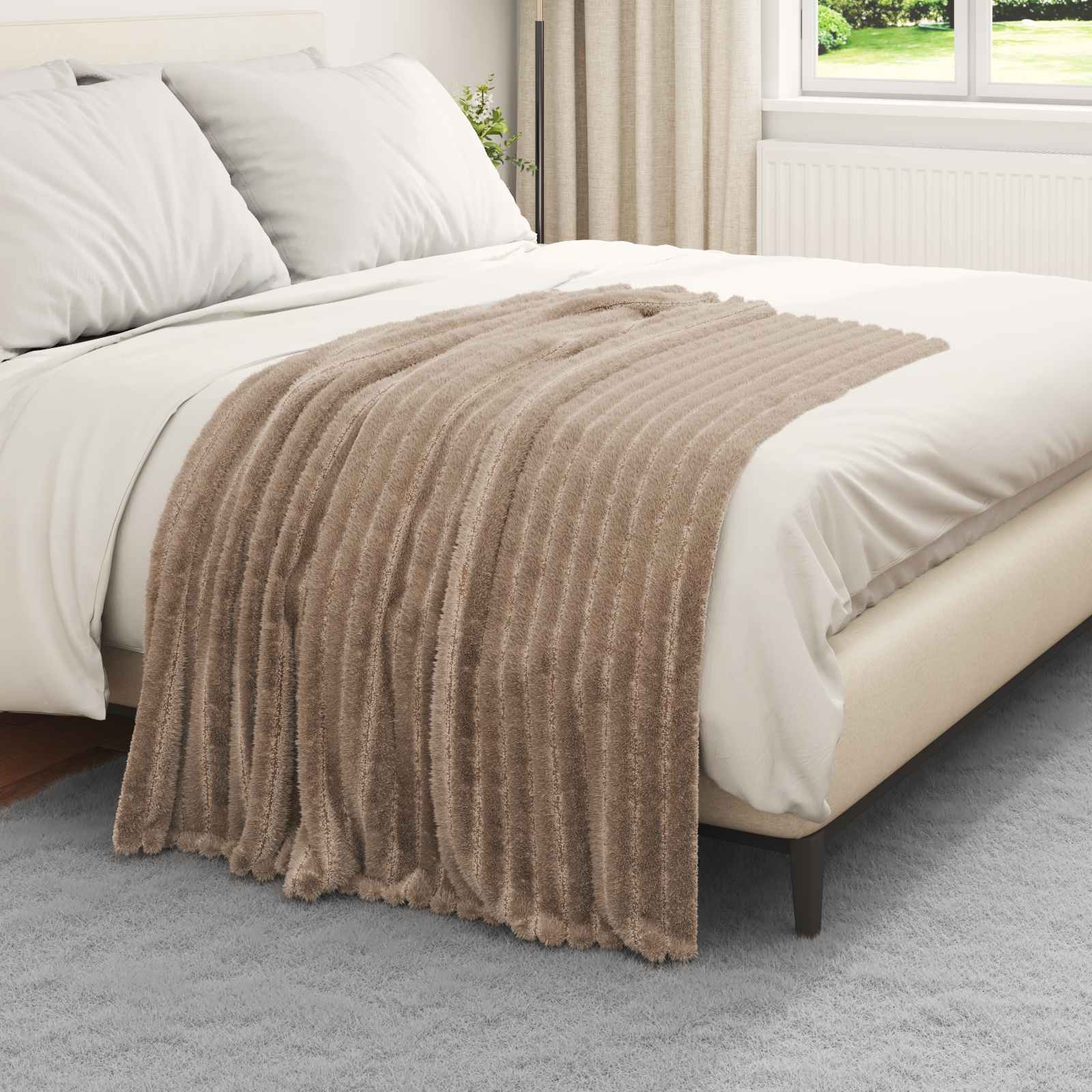 Vidaxl gooi deken kameel 150 x 130 cm fleece