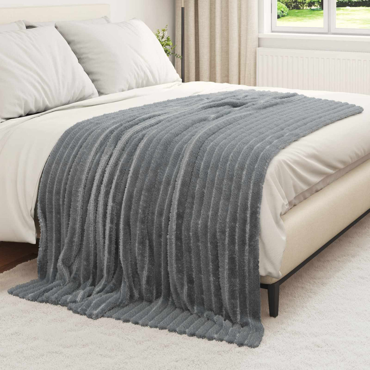 Vidaxl plaid donkergrijs 200 x 150 cm 0,8 kg fleece