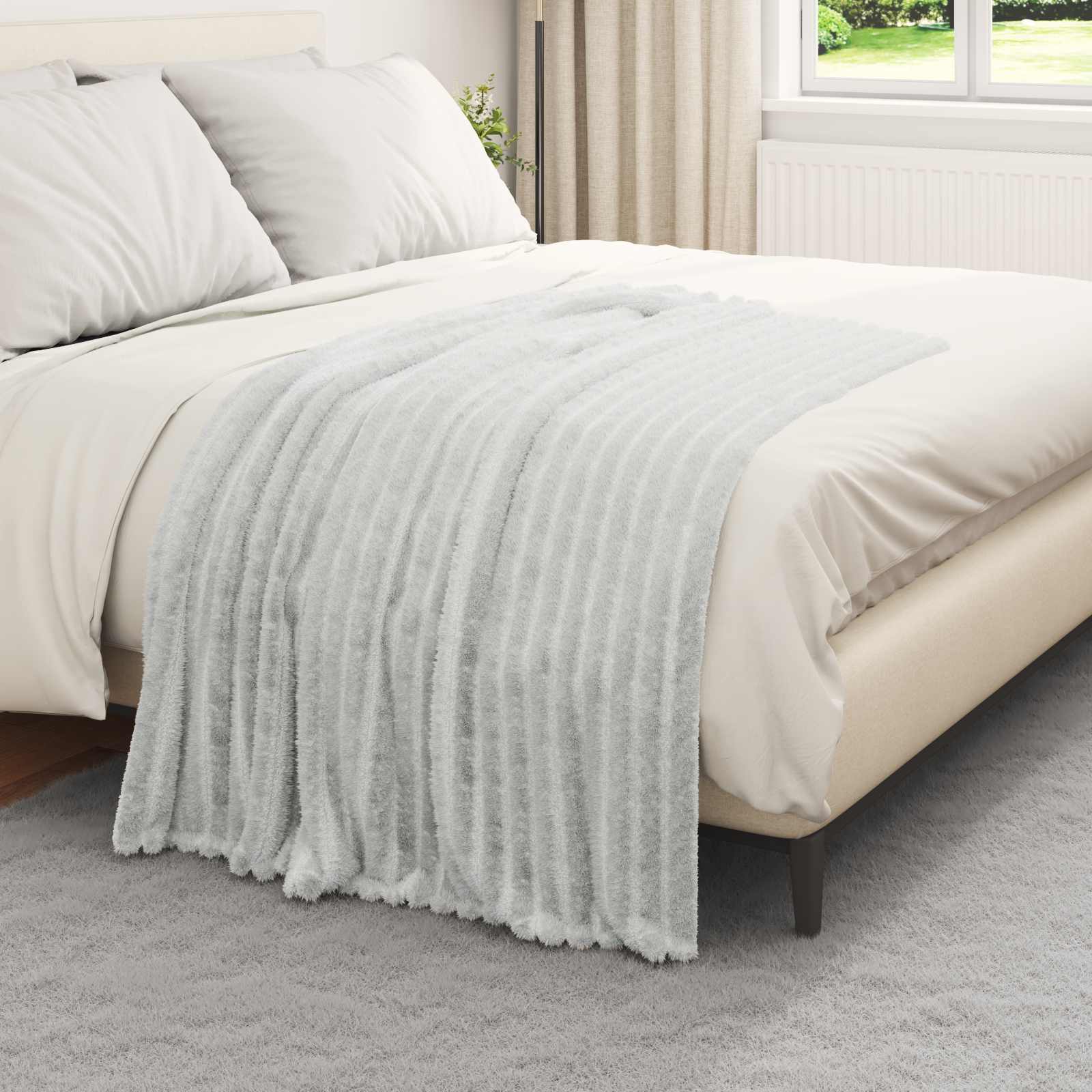 Vidaxl gooi deken grijs 150 x 130 cm fleece