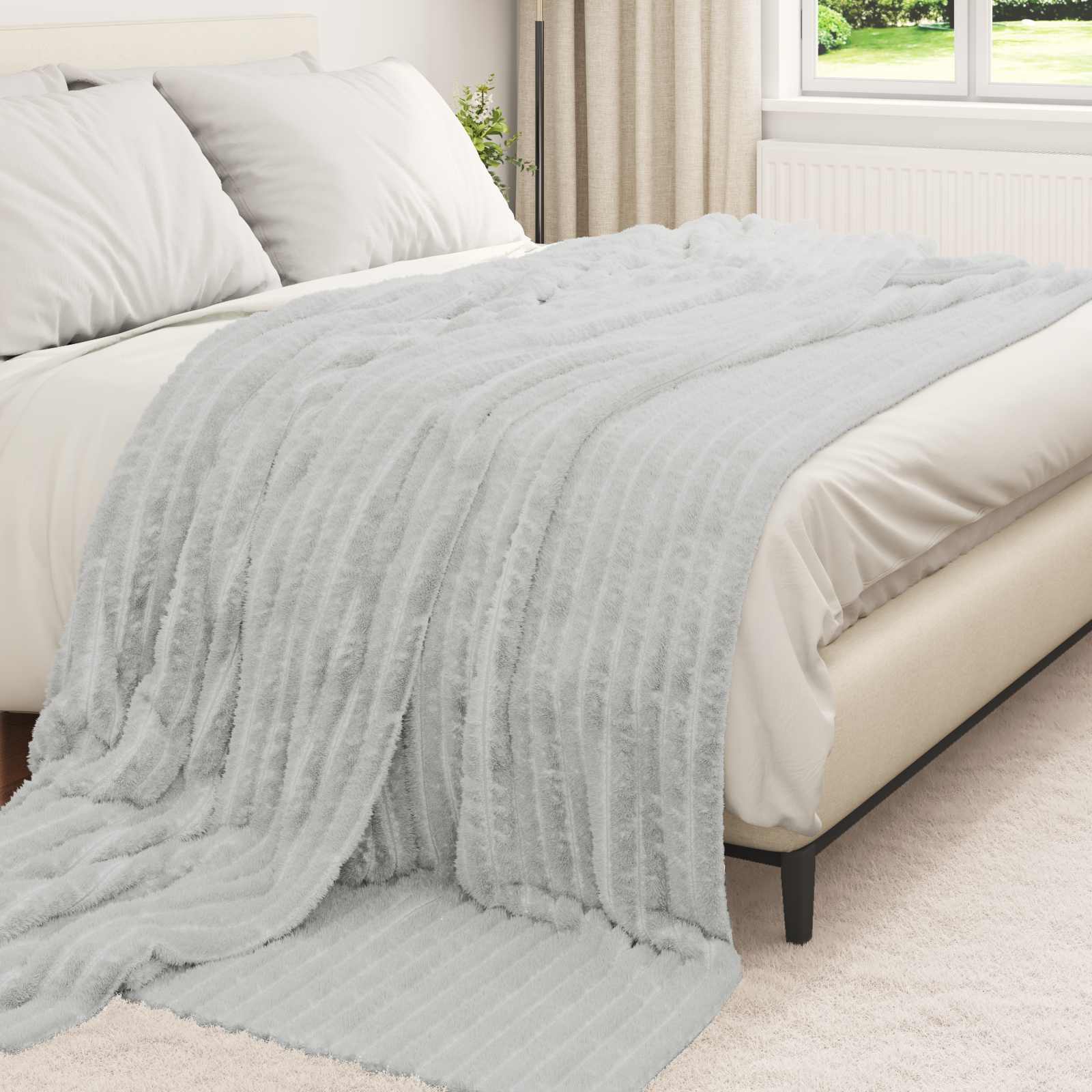 Vidaxl gooi deken grijs 270 x 240 cm fleece