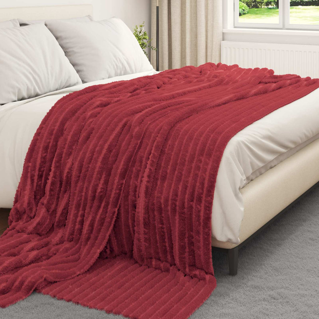 Vidaxl plaid bordeaux rood 240 x 220 cm 1.66 kg fleece