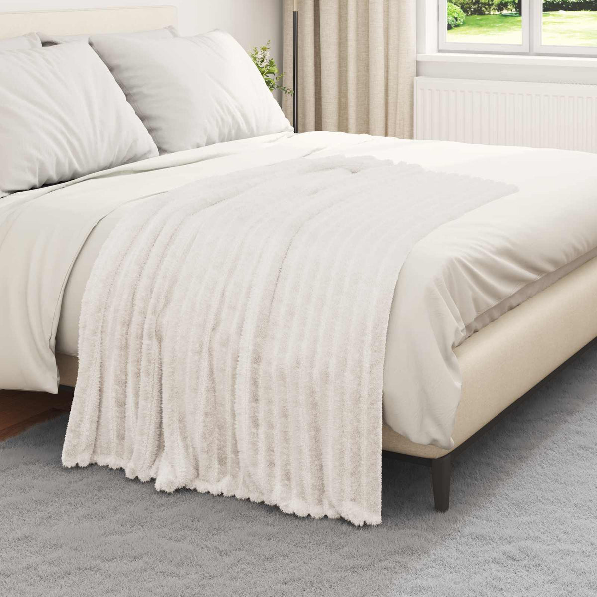 Vidaxl plaid crèmekleurig 150 x 130 cm 0,45 kg fleece