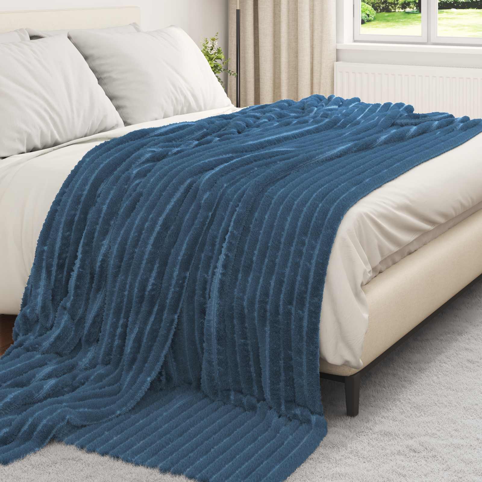 Vidaxl kleden 6 pcs marineblauw 270 x 240 cm fleece