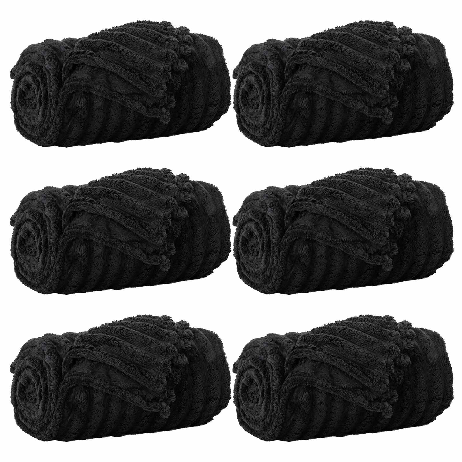 Vidaxl kleden 6 pcs zwart 270 x 240 cm fleece