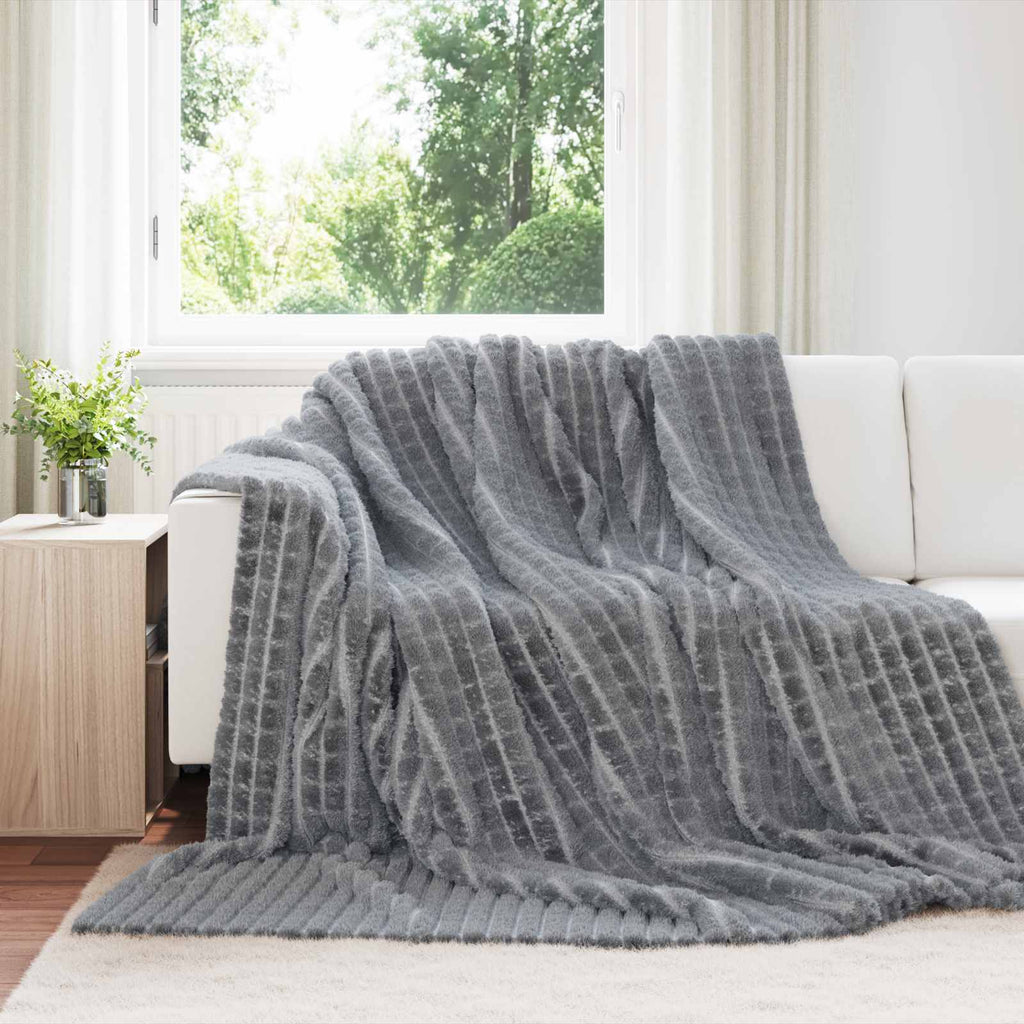 Vidaxl gooi deken donkergrijs 240 x 220 cm fleece