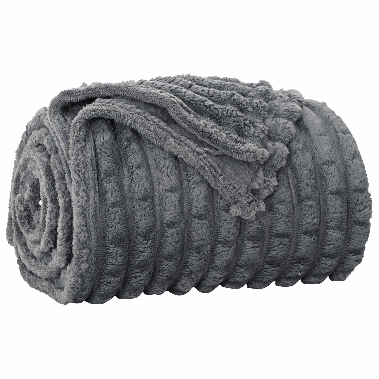 Vidaxl gooi deken donkergrijs 240 x 220 cm fleece