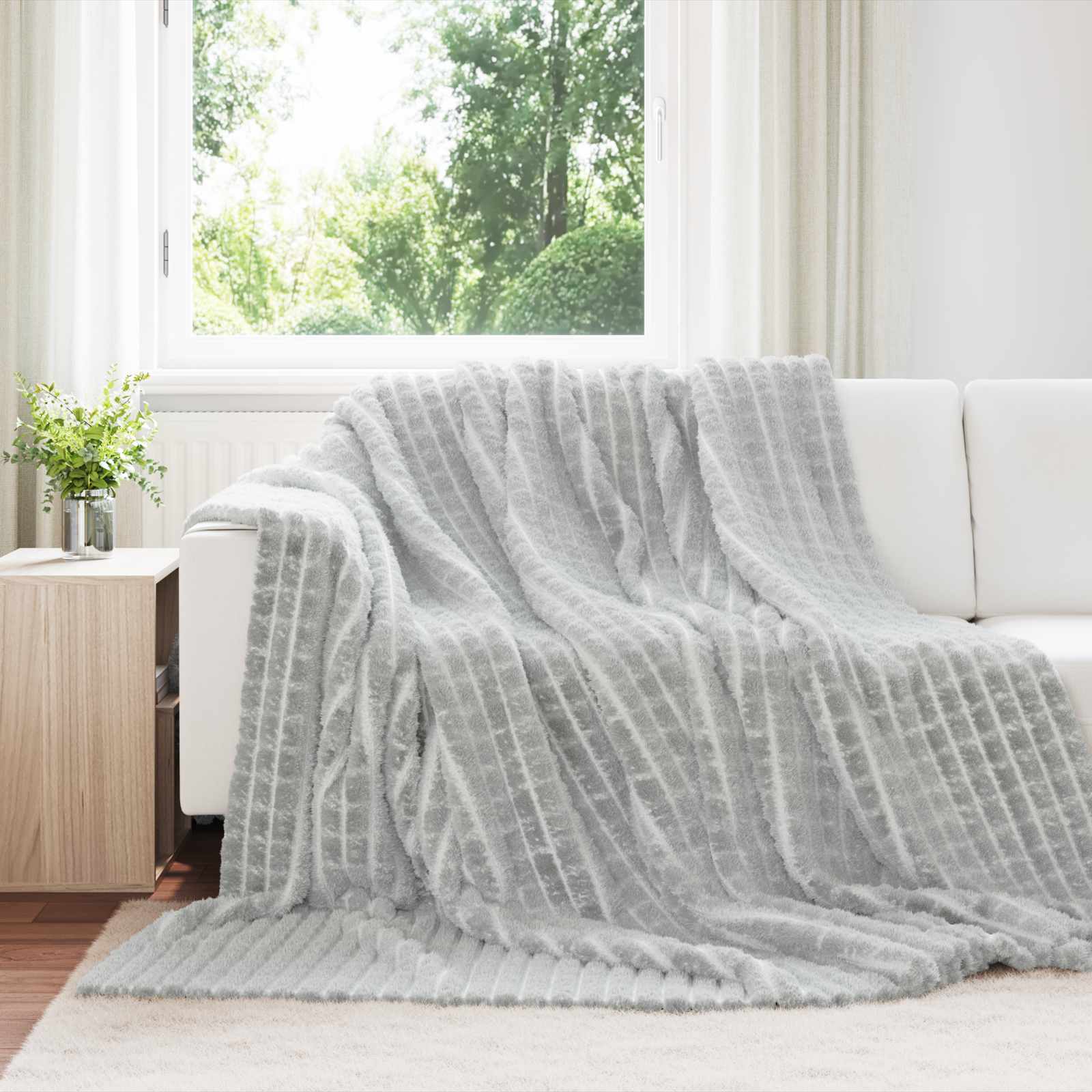 Vidaxl gooi deken grijs 240 x 220 cm fleece