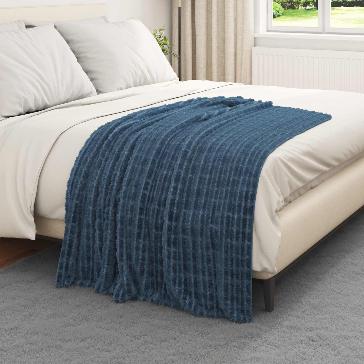 Vidaxl gooi deken marineblauw 150 x 130 cm 0,5 kg fleece