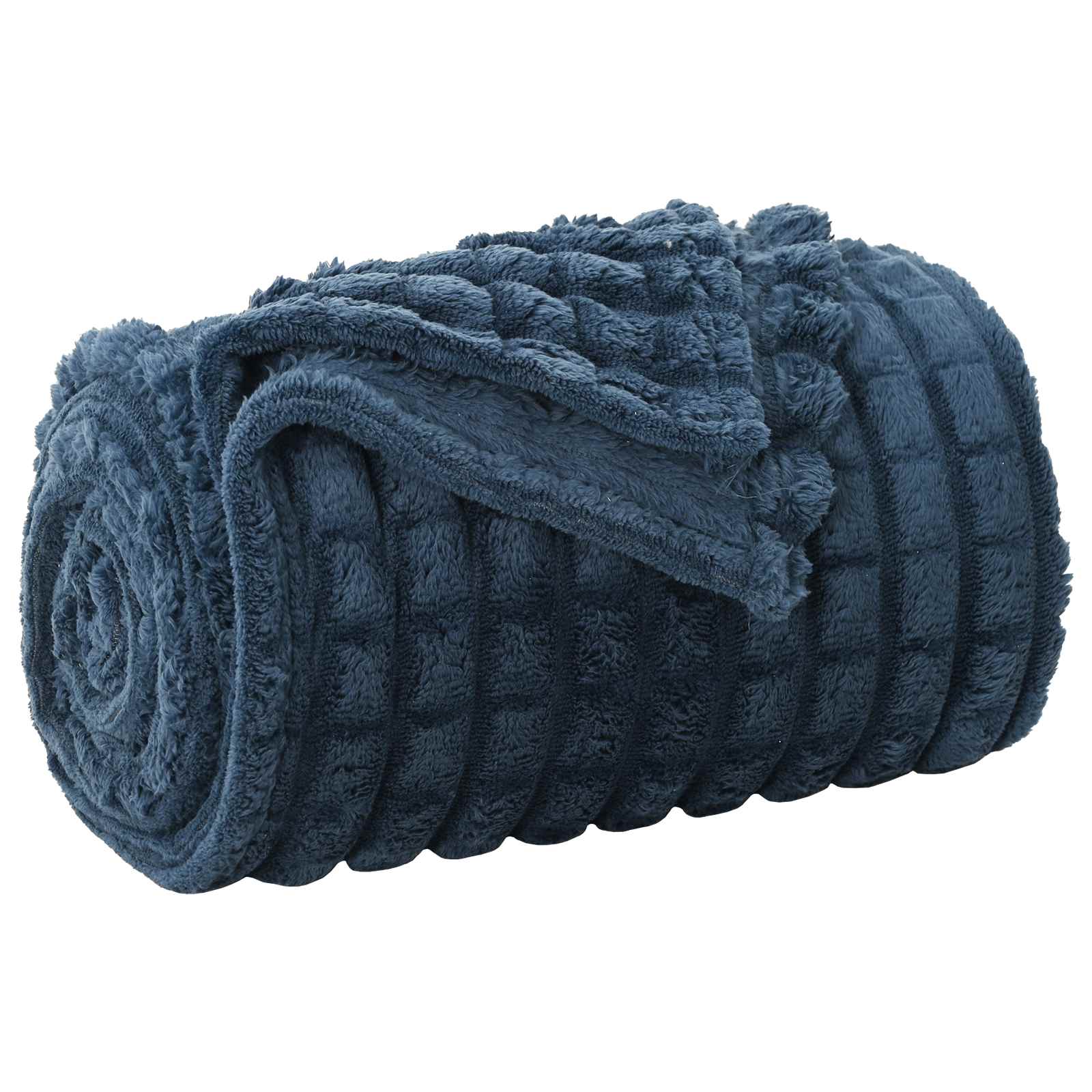Vidaxl gooi deken marineblauw 240 x 220 cm fleece