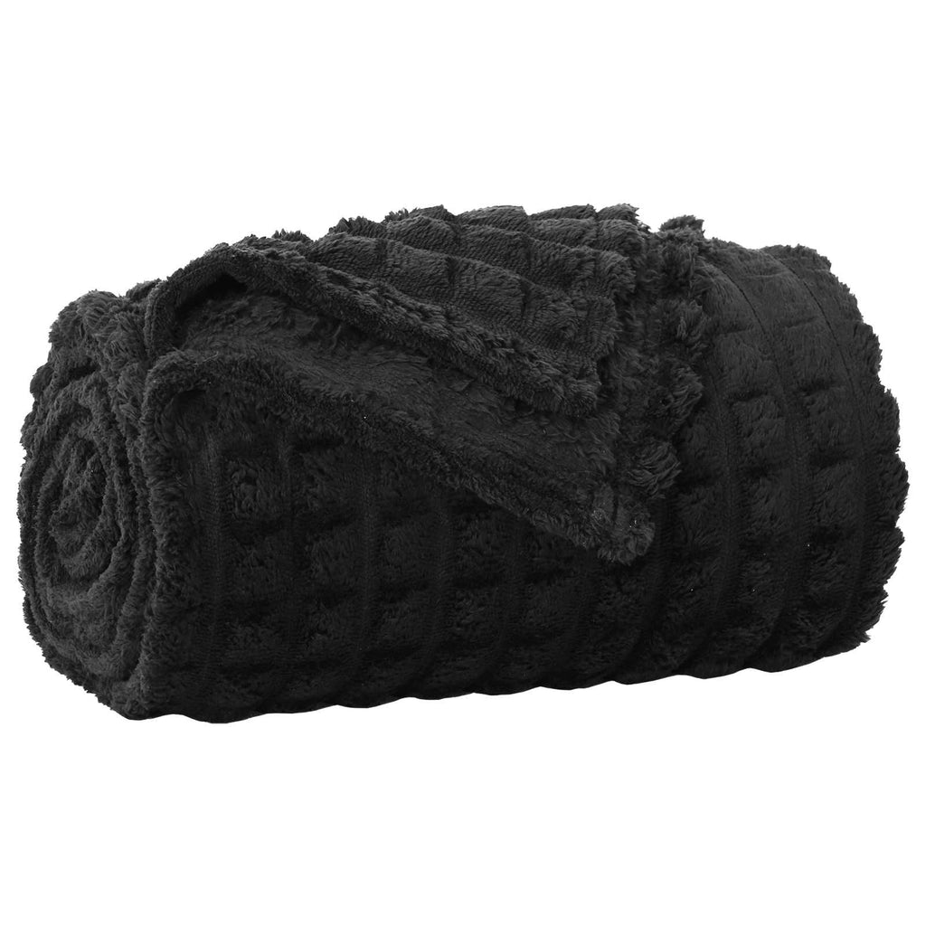 Vidaxl gooi deken zwart 240 x 220 cm fleece