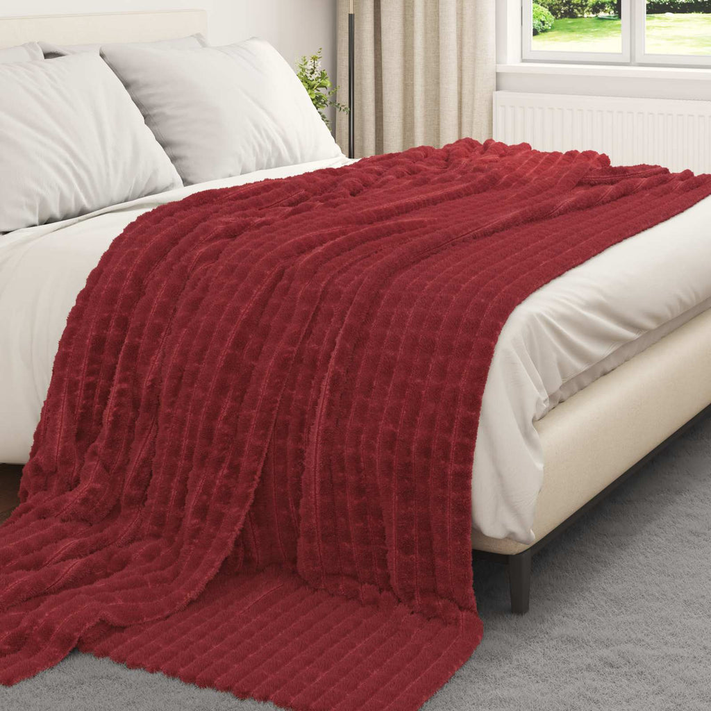 Vidaxl gooi deken bordeaux rood 270 x 240 cm fleece