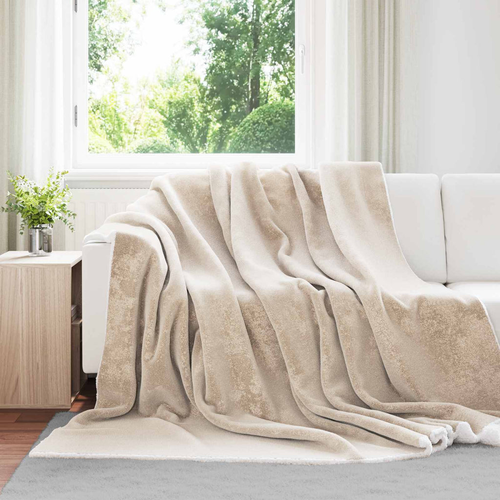 Vidaxl gooi deken beige 220 x 240 cm fleece