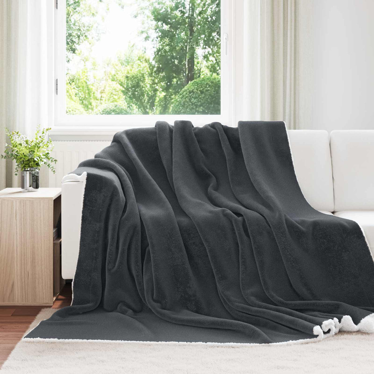 Vidaxl plaid donkergrijs 220 x 240 cm 2.67 kg fleece