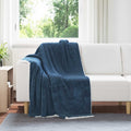 Vidaxl gooi deken marineblauw 130 x 150 cm fleece