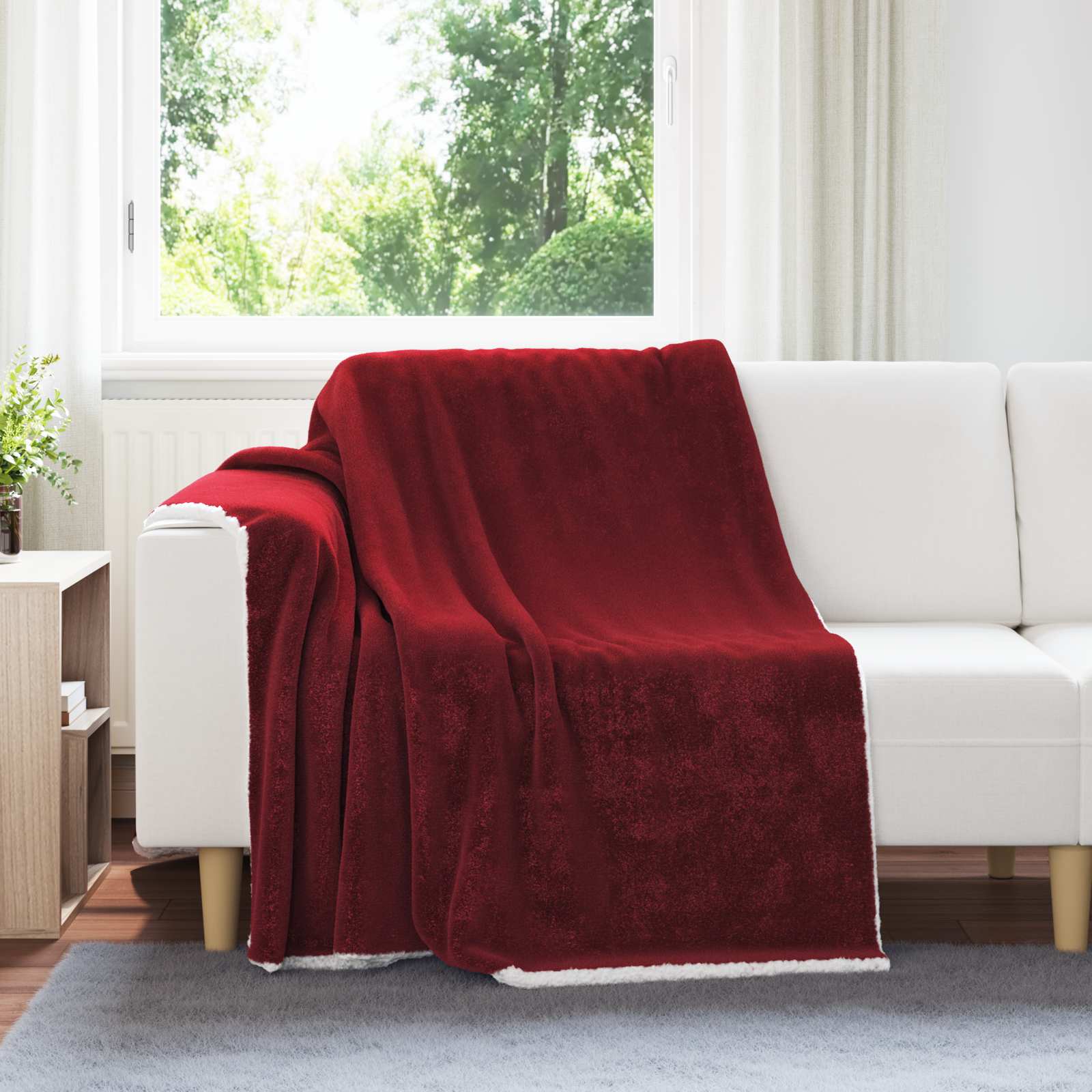 Vidaxl gooi deken bordeaux rood 150 x 200 cm fleece