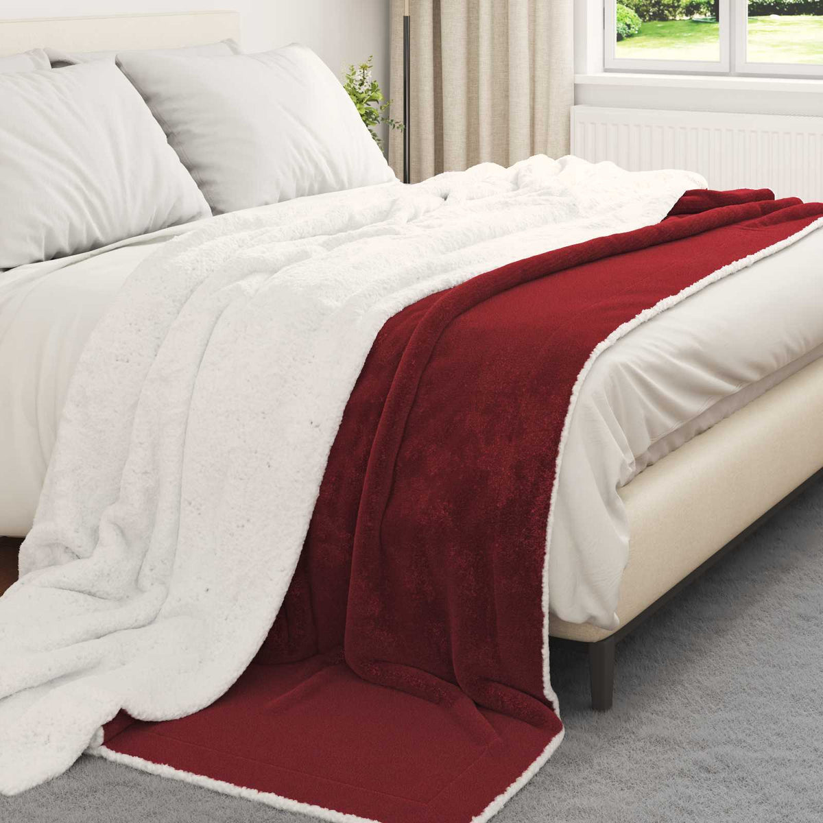 Vidaxl plaid bordeaux rood 220 x 240 cm 2.67 kg fleece