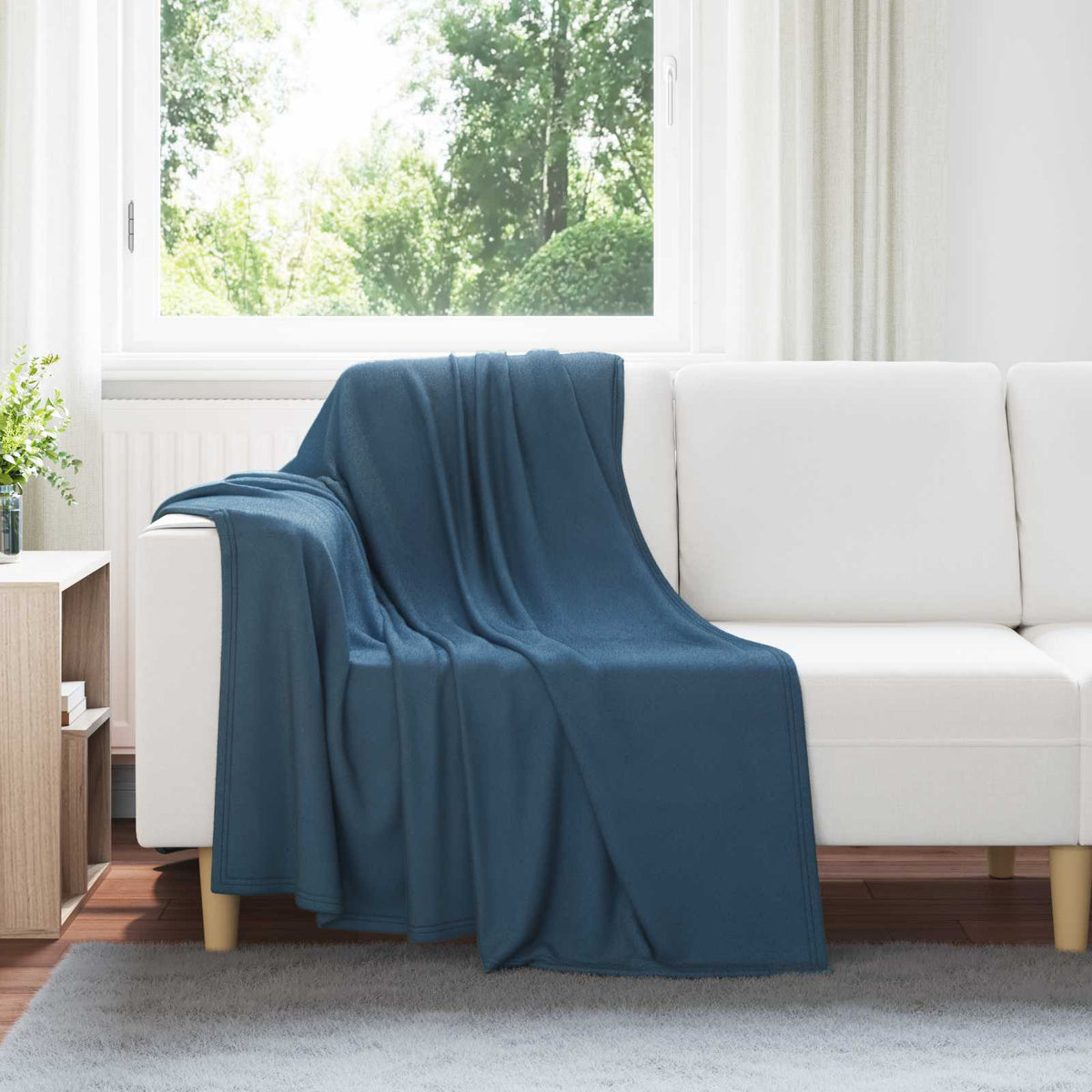 Vidaxl plaid marineblauw 170 x 130 cm 0.31 kg fleece