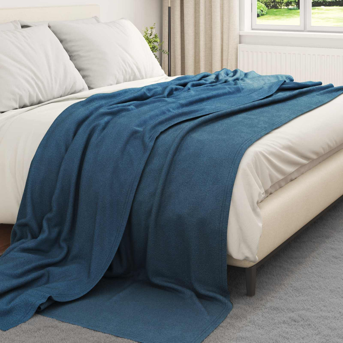 Vidaxl plaid marineblauw 240 x 220 cm 0.74 kg fleece