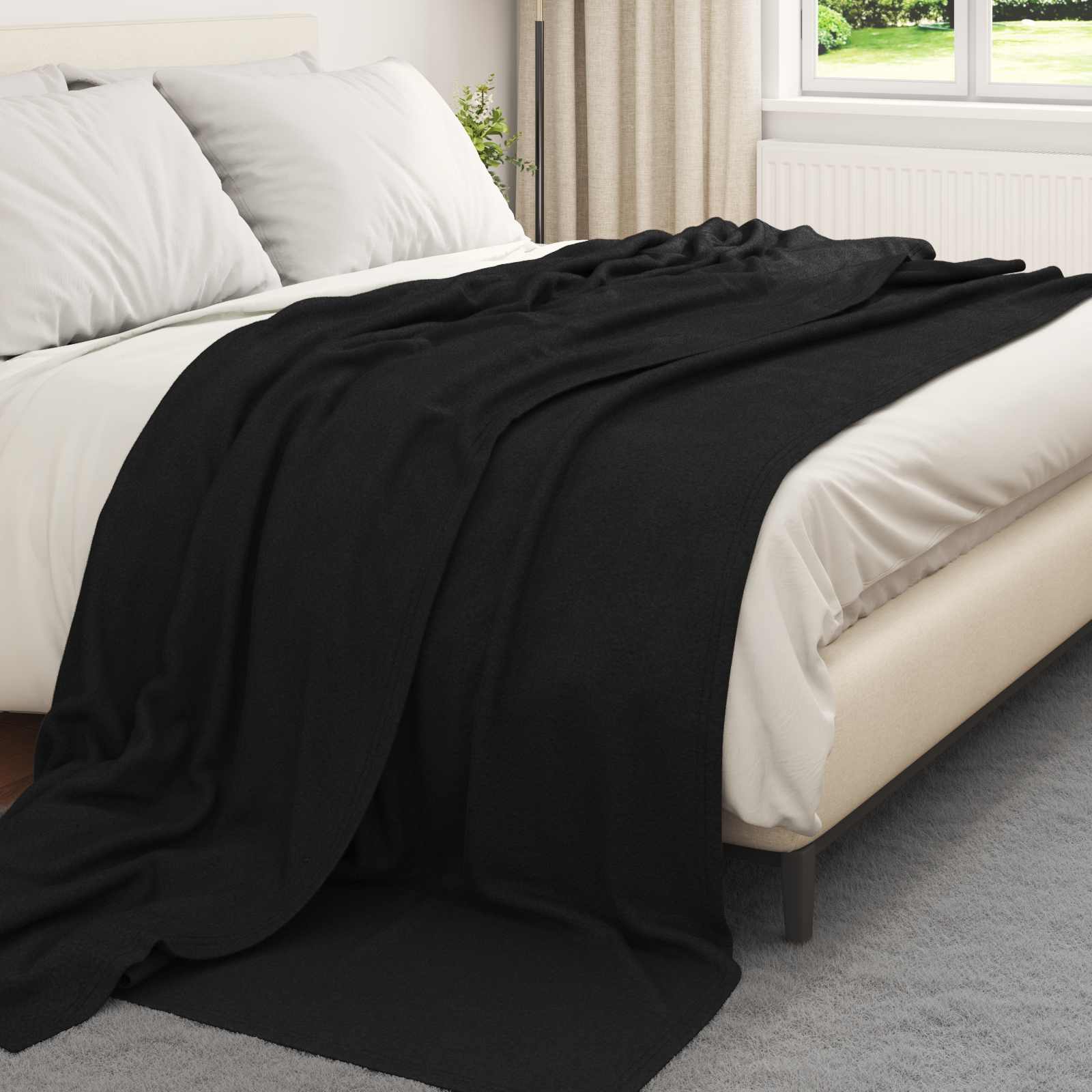 Vidaxl gooi deken zwart 240 x 220 cm fleece
