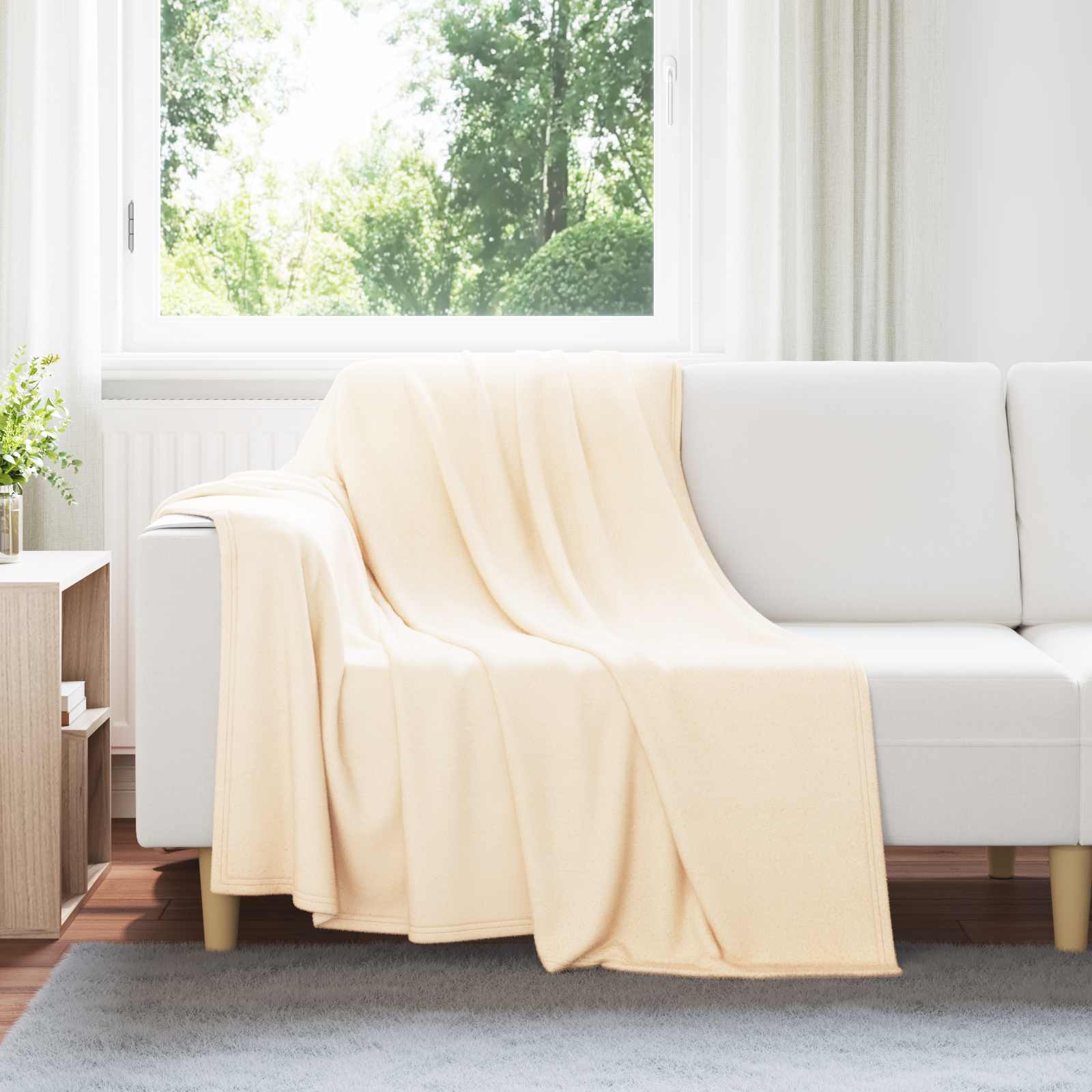 Vidaxl gooi deken crème 200 x 150 cm fleece