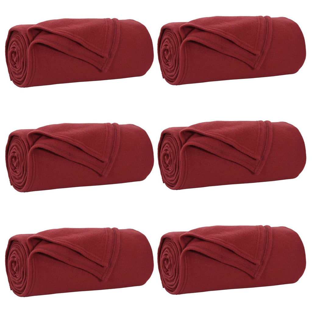 Vidaxl kleden 6 pcs bordeaux rood 200 x 150 cm fleece