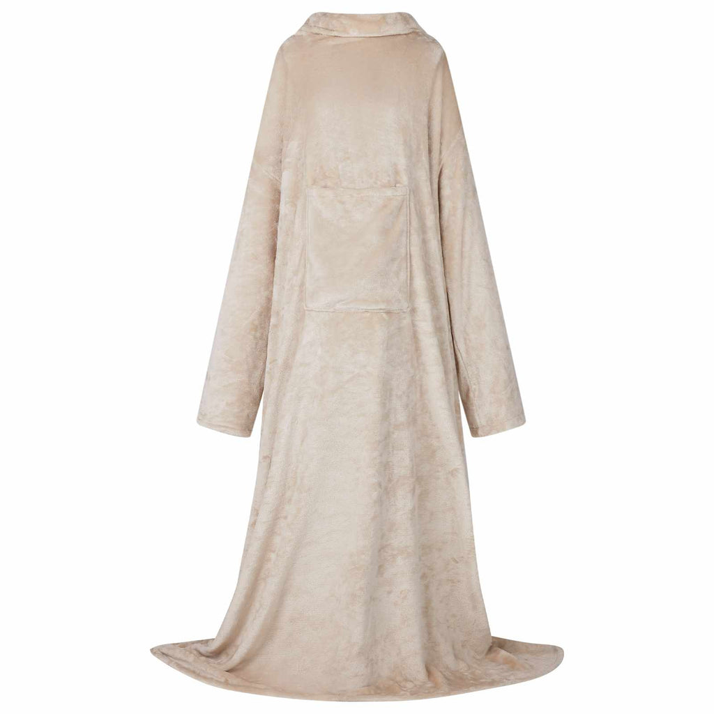 Vidaxl deken hoodie beige f flanel