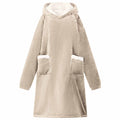 Vidaxl deken hoodie beige m fleece en flanel