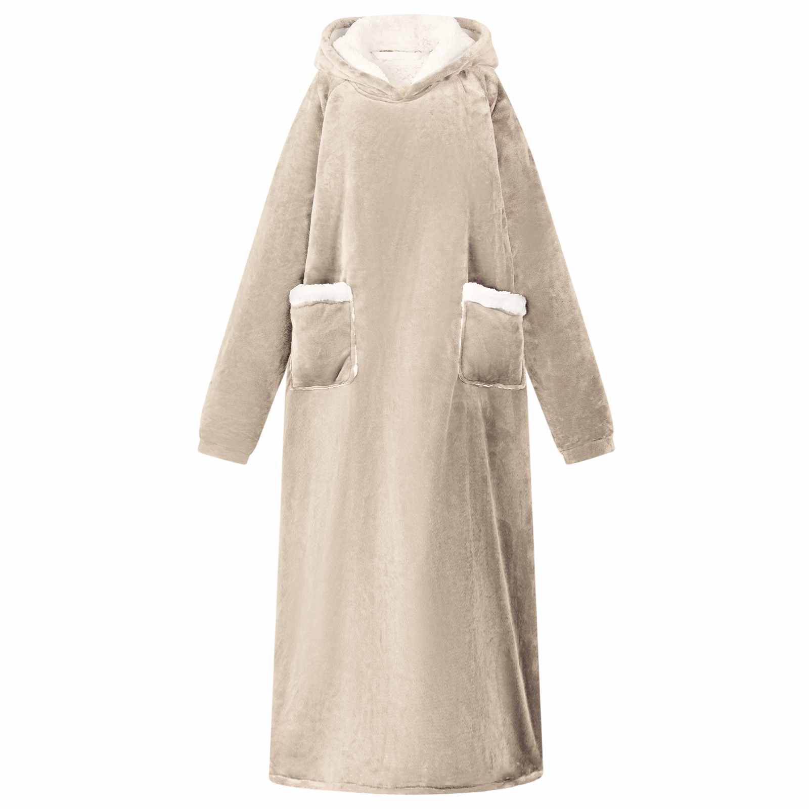 Vidaxl deken hoodie beige m fleece en flanel